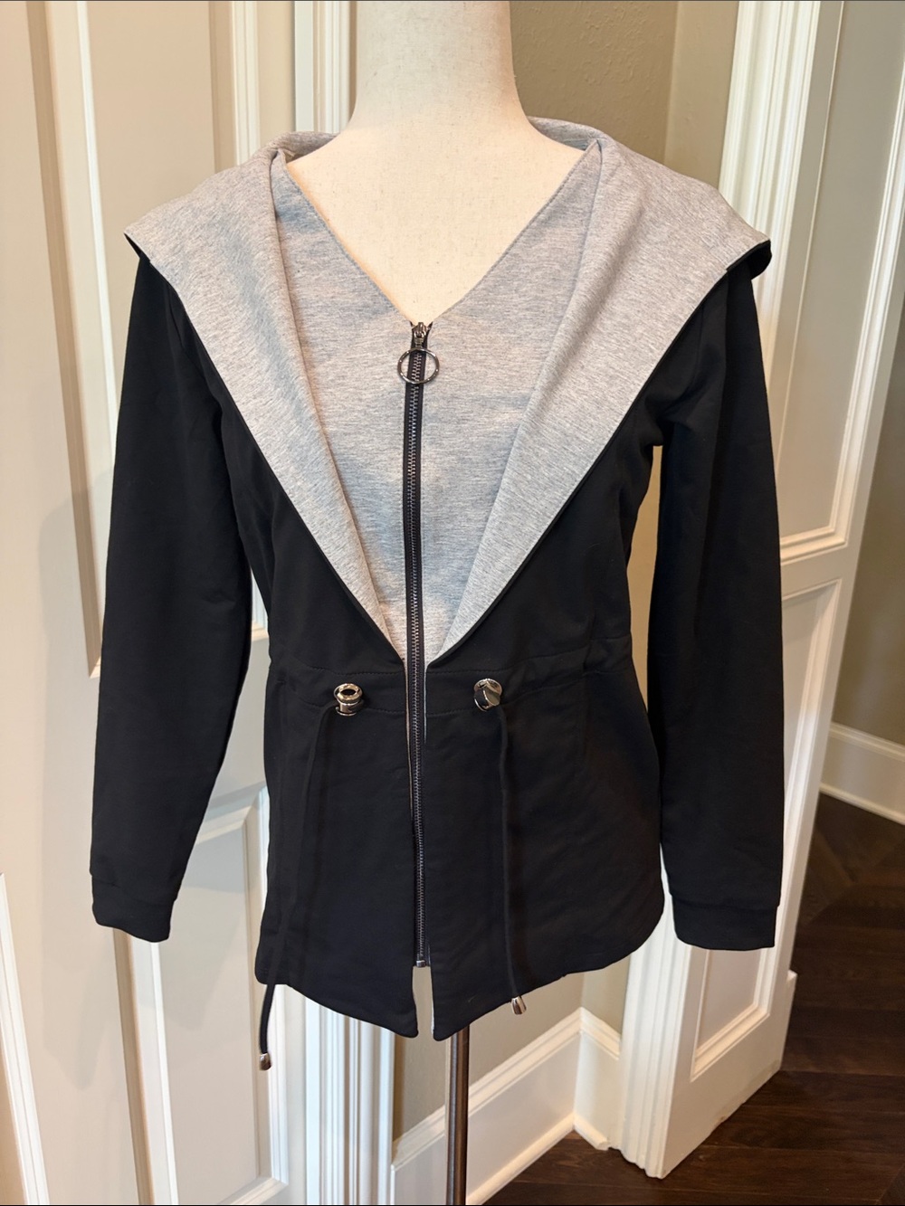 Michael Tyler Long Sleeve Zip Up Hoodie Black/Grey XS